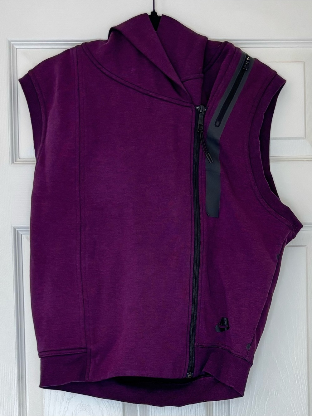 Nike Cotton Blend Tech Fleece Sleeveless Hoodie Vest with Asymmetrical Zipper